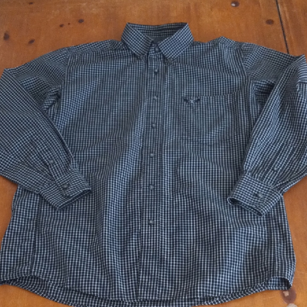 Wrangler Collab Relentless Trevor Brazile Men's Black and White Gingham Shirt L